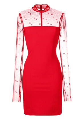 Givenchy tulle panel long-sleeve dress - Red