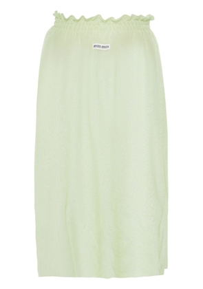 Miu Miu intarsia-logo semi-sheer skirt - Green