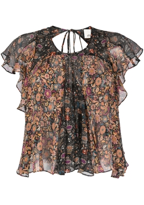 ISABEL MARANT Oriane floral-print silk blouse - Black