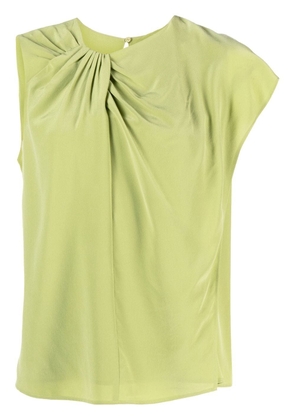'S Max Mara asymmetric-sleeve silk T-shirt - Green
