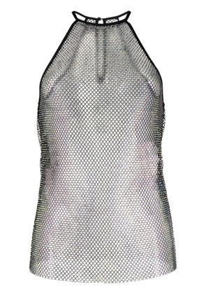Patrizia Pepe crystal-embellished mesh top - Black
