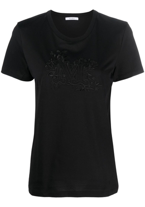 Max Mara Sacha monogram-embroidered cotton T-shirt - Black