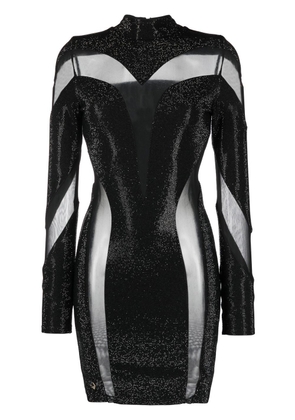 Philipp Plein crystal-embellished panelled dress - Black