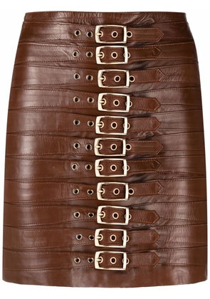 Manokhi multi-buckle fitted mini skirt - Brown