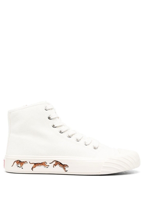 Kenzo tiger-print lace-up sneakers - White