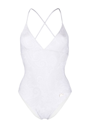 ETRO logo-patch detail swimsuit - White