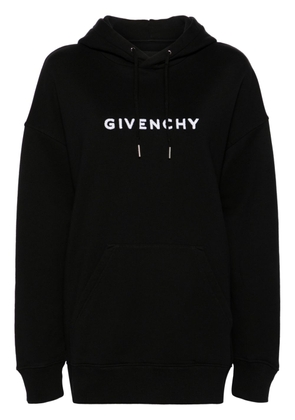 Givenchy logo-flocked cotton hoodie - Black