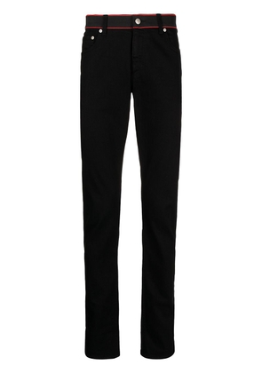 Alexander McQueen contrasting waistband slim-fit jeans - Black