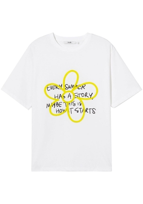 b+ab slogan-floral print T-shirt - White