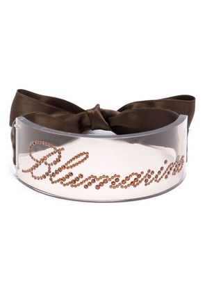 Blumarine logo crystal-embellished choker necklace - Brown