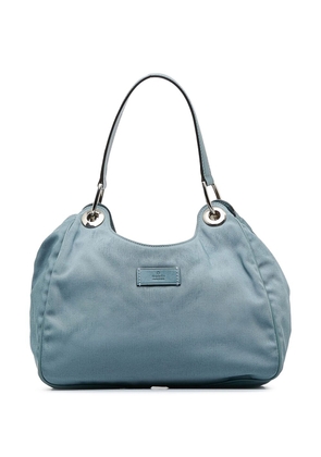 Gucci Pre-Owned 2000-2015 logo-patch canvas shoulder bag - Blue