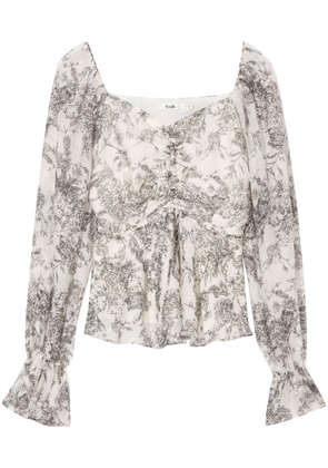 b+ab ruched floral-print blouse - White