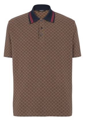 Balmain Mini monogram-jacquard polo shirt - Brown