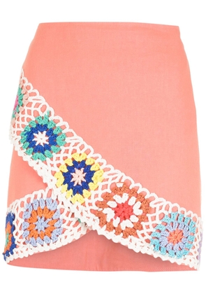 Olympiah crochet wrap-front mini skirt - Pink