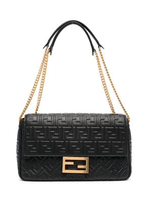 FENDI logo-embossed leather shoulder bag - Black