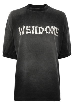 We11done logo-print bleached-effect T-shirt - Grey