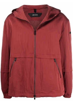 Zegna zipped-up hooded jacket - Red