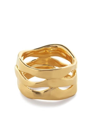 Monica Vinader The Wave triple-band ring - Gold
