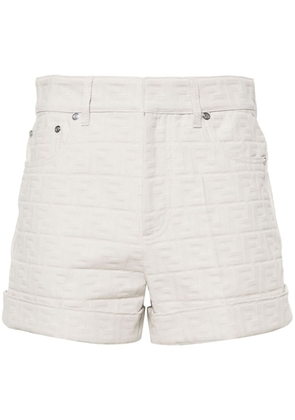 FENDI FF-jacquard cotton shorts - Neutrals