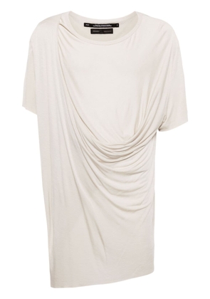 Julius draped round-neck T-shirt - Neutrals