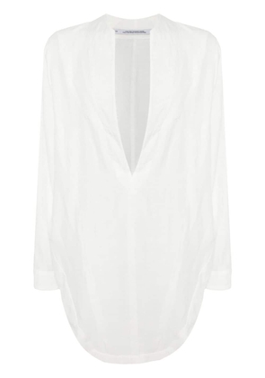 Julius V-neck sheer shirt - White