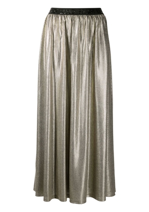 LIU JO metallic logo-waistband midi skirt - Gold