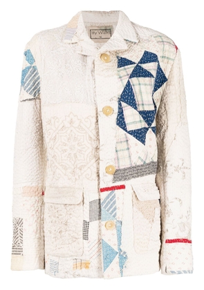 By Walid patchwork-design jacket - White