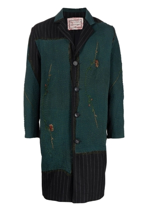 By Walid Gil floral-embroidered pinstripe coat - Multicolour