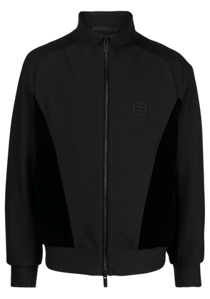 Giorgio Armani logo-embroidered zip-up jacket - Black