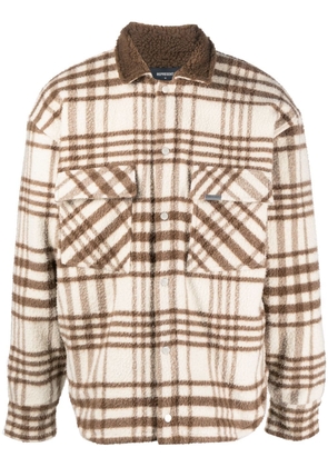 Represent check-pattern collared overshirt - Brown
