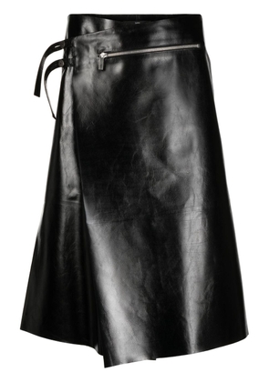SAPIO asymmetric leather skort - Black