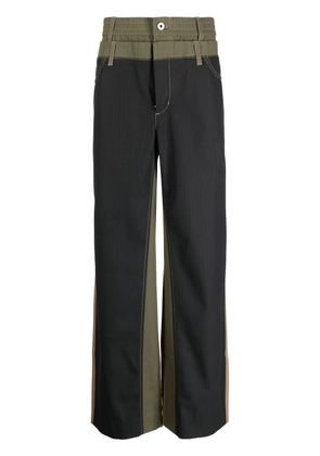 Feng Chen Wang double-waistband detail trousers - Green