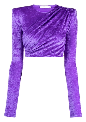 Amen ruched crushed velvet cropped blouse - Purple