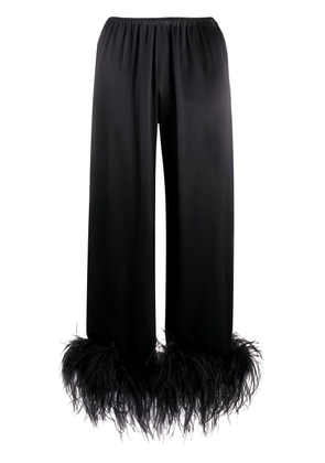 Gilda & Pearl Mia feather-trimmed pyjama bottoms - Black