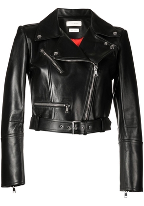 Alexander McQueen cropped leather jacket - Black