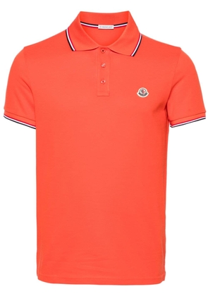 Moncler logo-patch piqué polo shirt - Orange