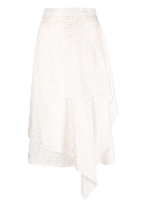 FENDI FF-print draped wrap skirt - Neutrals