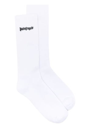 Palm Angels logo-embroidered cotton-blend socks - White