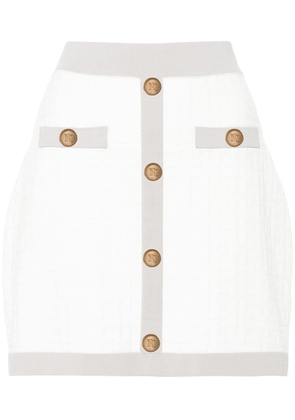 Elisabetta Franchi embossed-logo short skirt - White