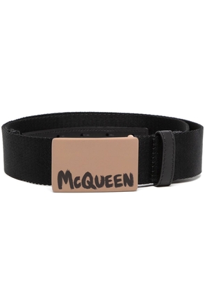 Alexander McQueen logo-print buckle belt - Black