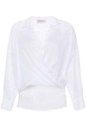 ERMANNO FIRENZE floral-lace-detail wrap blouse - White