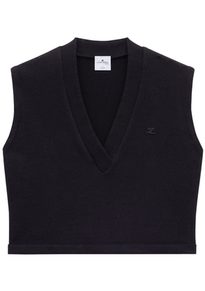 Courrèges Varsity logo-appliqué cotton vest - Black