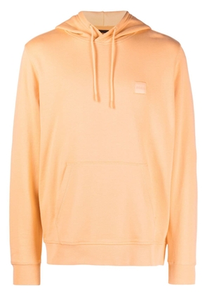 BOSS logo-patch long-sleeve hoodie - Orange
