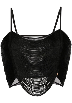 NISSA fringed cropped top - Black