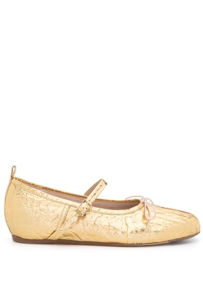 Simone Rocha laminated-leather ballerina shoes - Gold