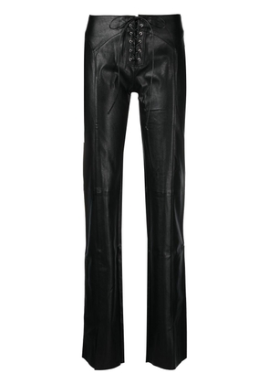 Miaou lace-fastened faux-leather trousers - Black