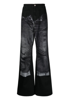Jean Paul Gaultier trompe l'oeil-print cotton jeans - Black