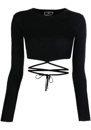 Elisabetta Franchi tie-detailed cropped T-shirt - Black