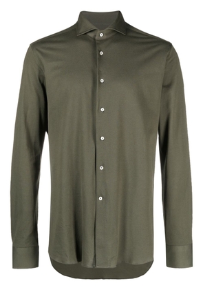 Canali satin long-sleeved shirt - Green