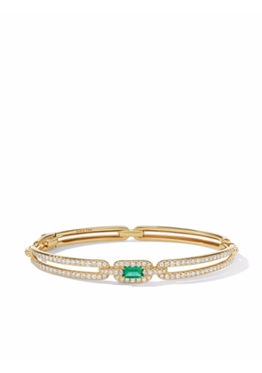 David Yurman 18kt yellow gold Stax Single Link diamond emerald bracelet